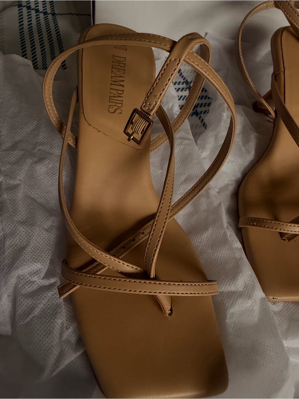 Dream Pairs Camel/Tan Strappy Square-Toe Sandals